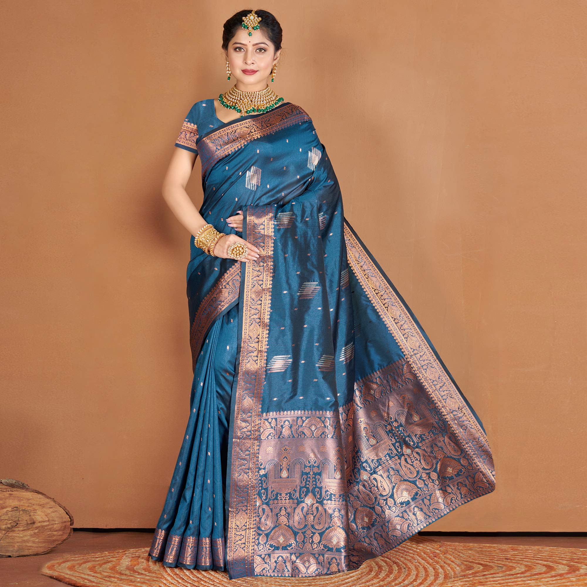 Blue Woven Banarasi Silk Saree