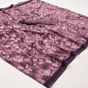 Wine Digital Floral Printed Georgette Saree