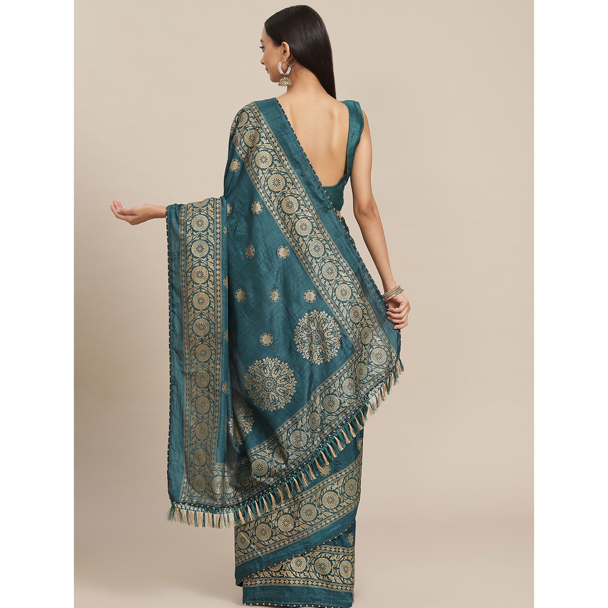 Morpich Woven Vichitra Silk Saree