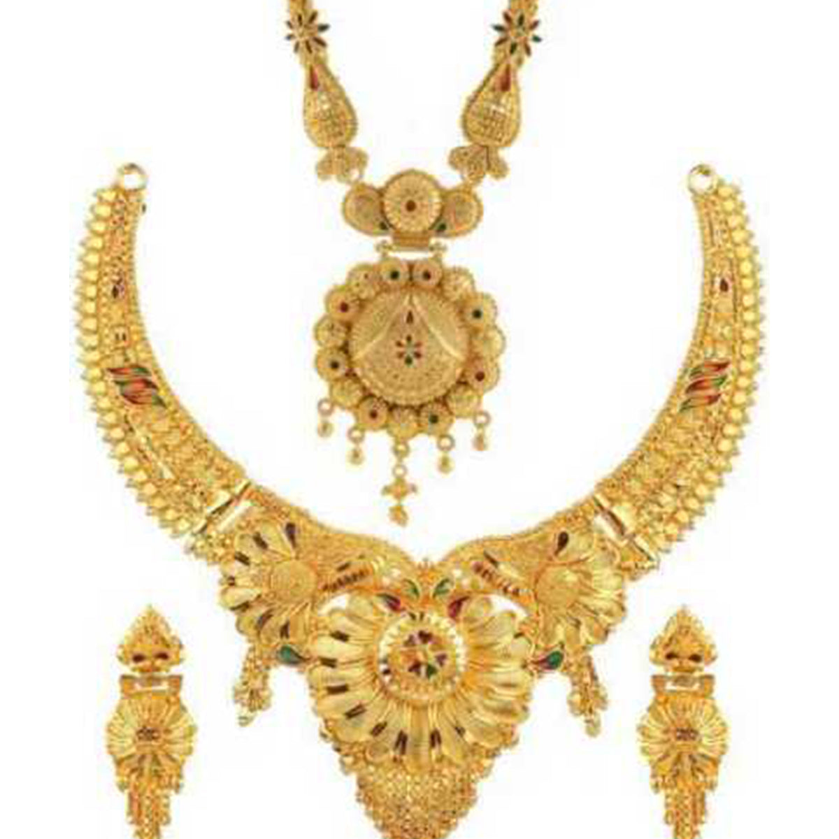Gold Plated Short and Long Alloy Jewellery Combo Set