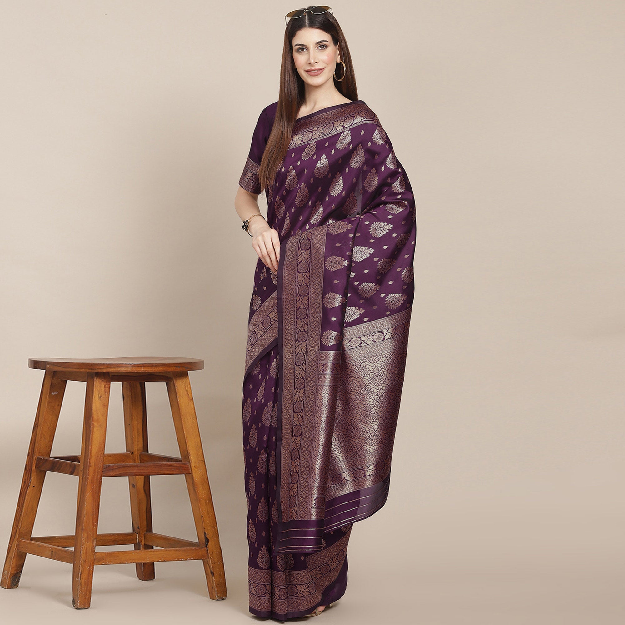 Purple Woven Banarasi Silk Saree