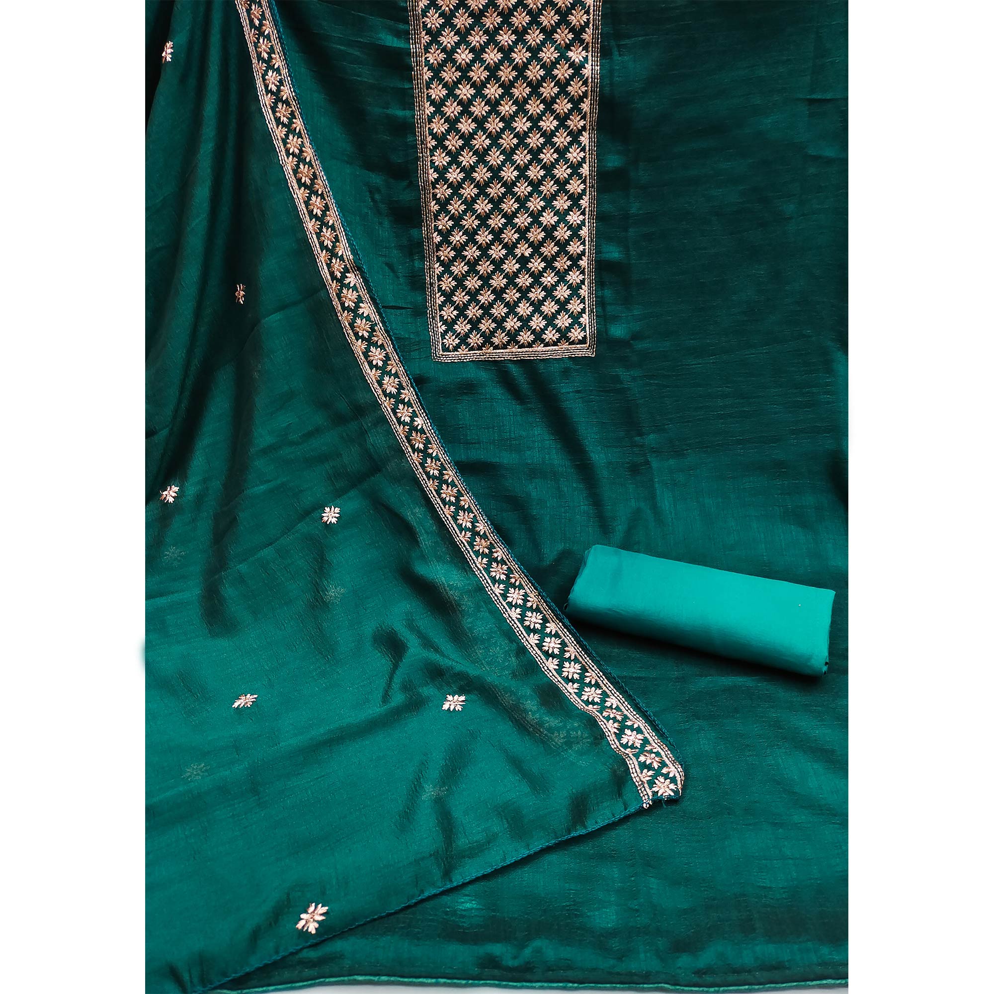 Rama Green Embroidered Modal Dress Material