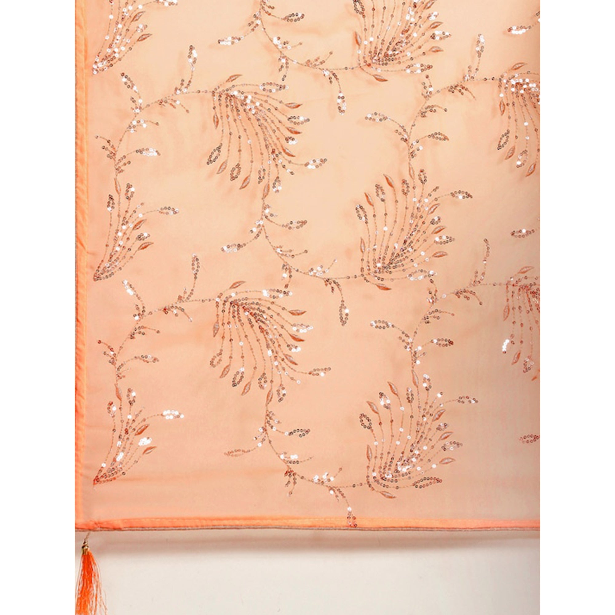 Peach Floral Sequins Embroidered Georgette Saree