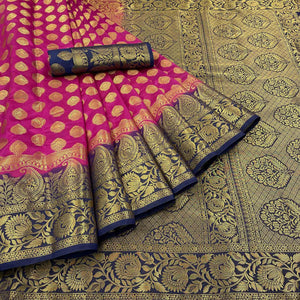 Pink Woven Banarasi Silk Saree
