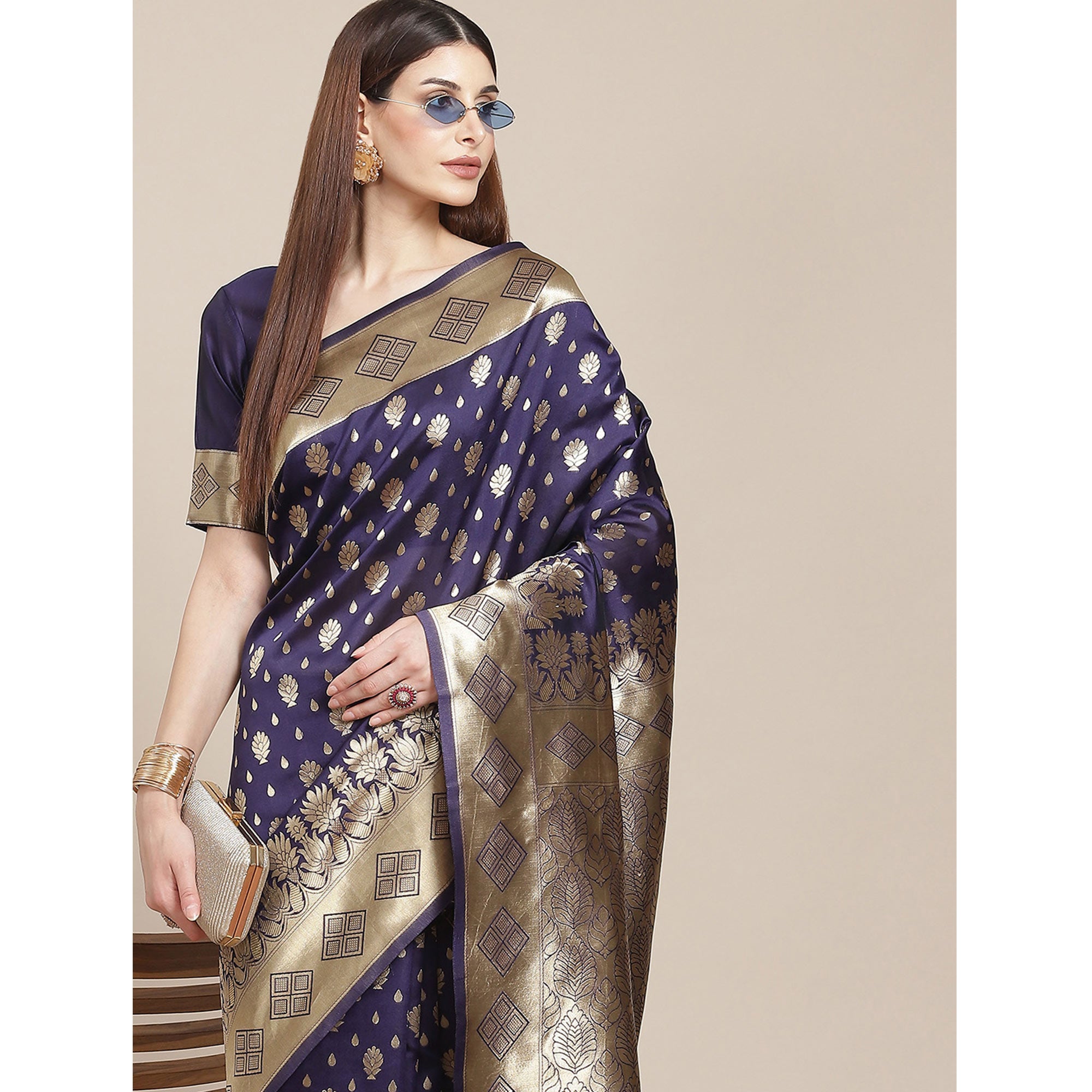 Blue Woven Banarasi Silk Saree