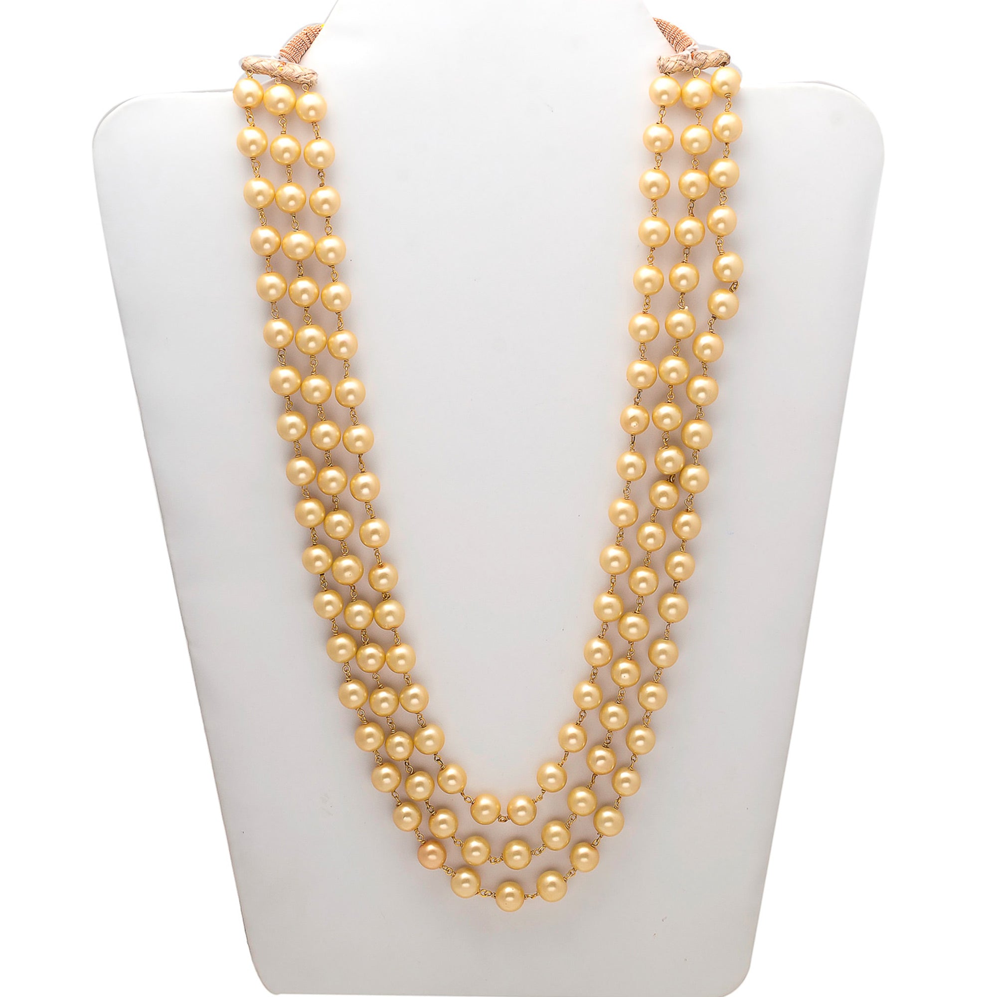 Cream Three Line Pearl Necklace