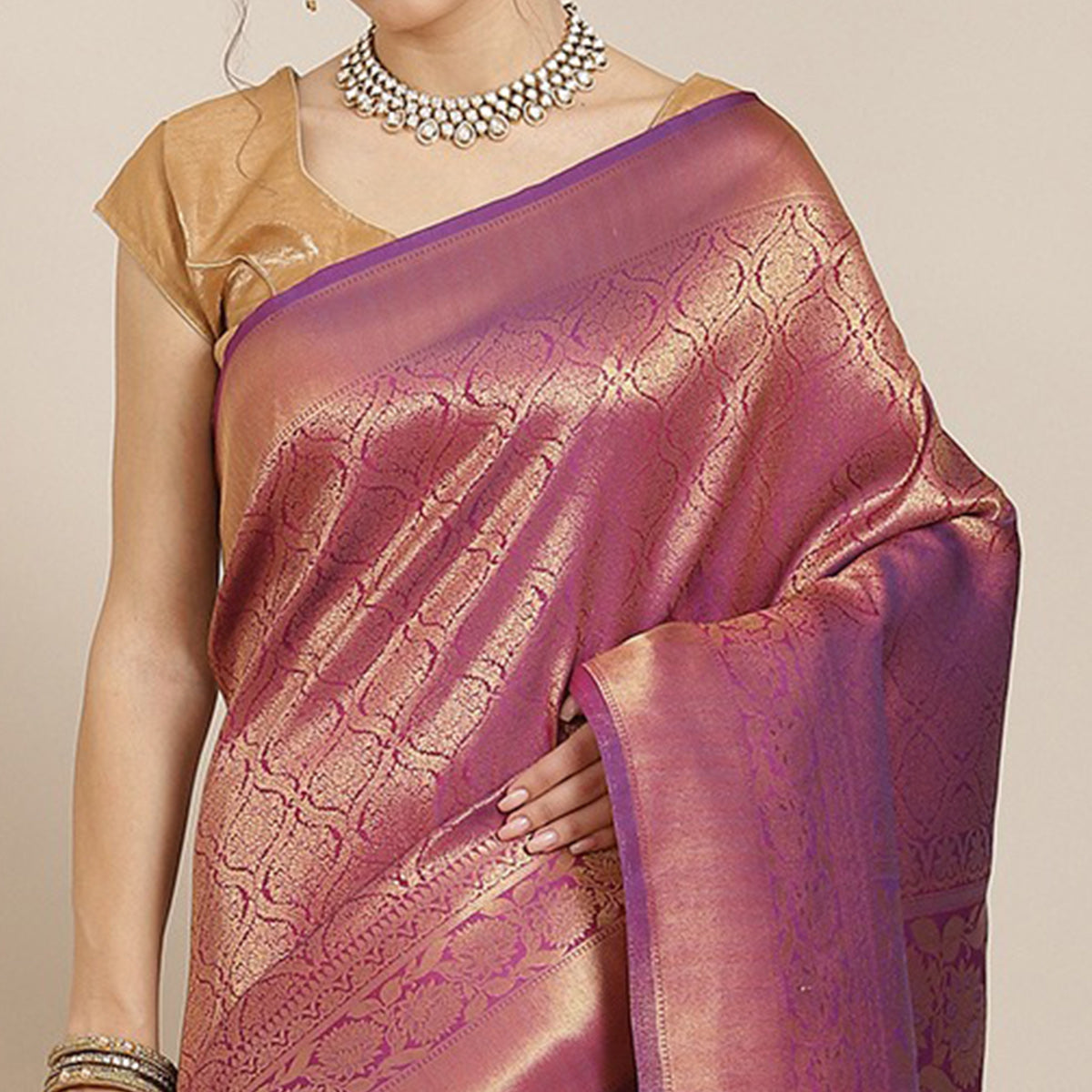 Wine Woven Kanjivaram Silk Saree