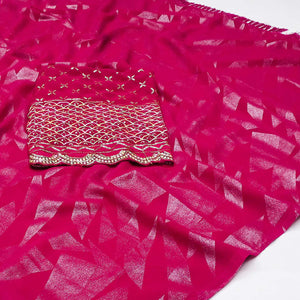 Pink Foil Printed Georgette Saree