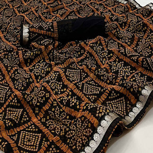 Black Bandhani Printed Georgette Saree With Designer Border