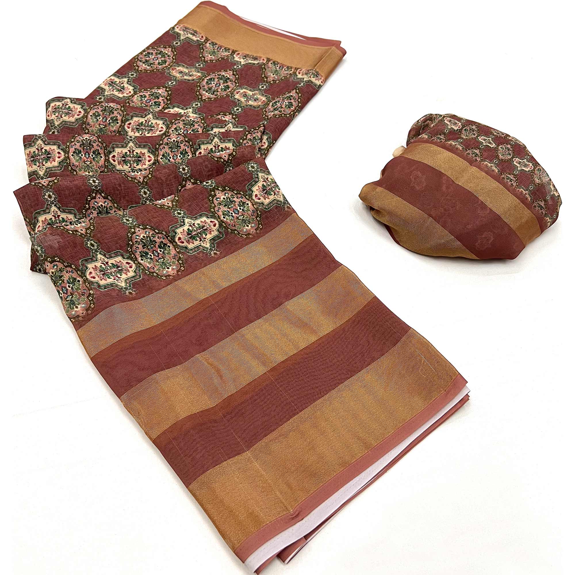 Mauve Digital Floral Printed Viscose Saree