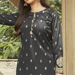 Black Woven Viscose Kurti With Dupatta