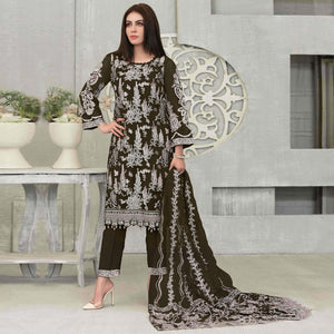 Mahendi Green Floral Embroidered Georgette Pakistani Suit