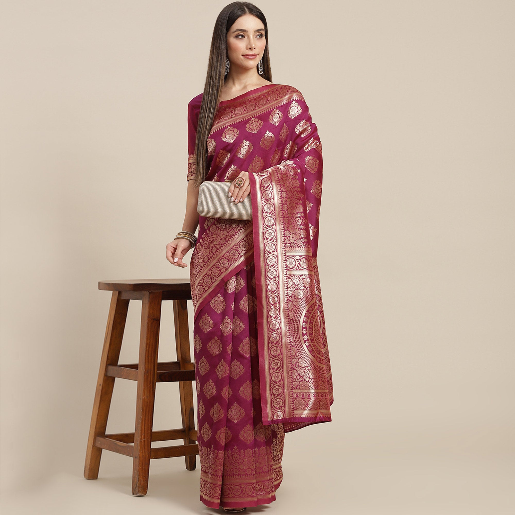 Purple Woven Banarasi Silk Saree