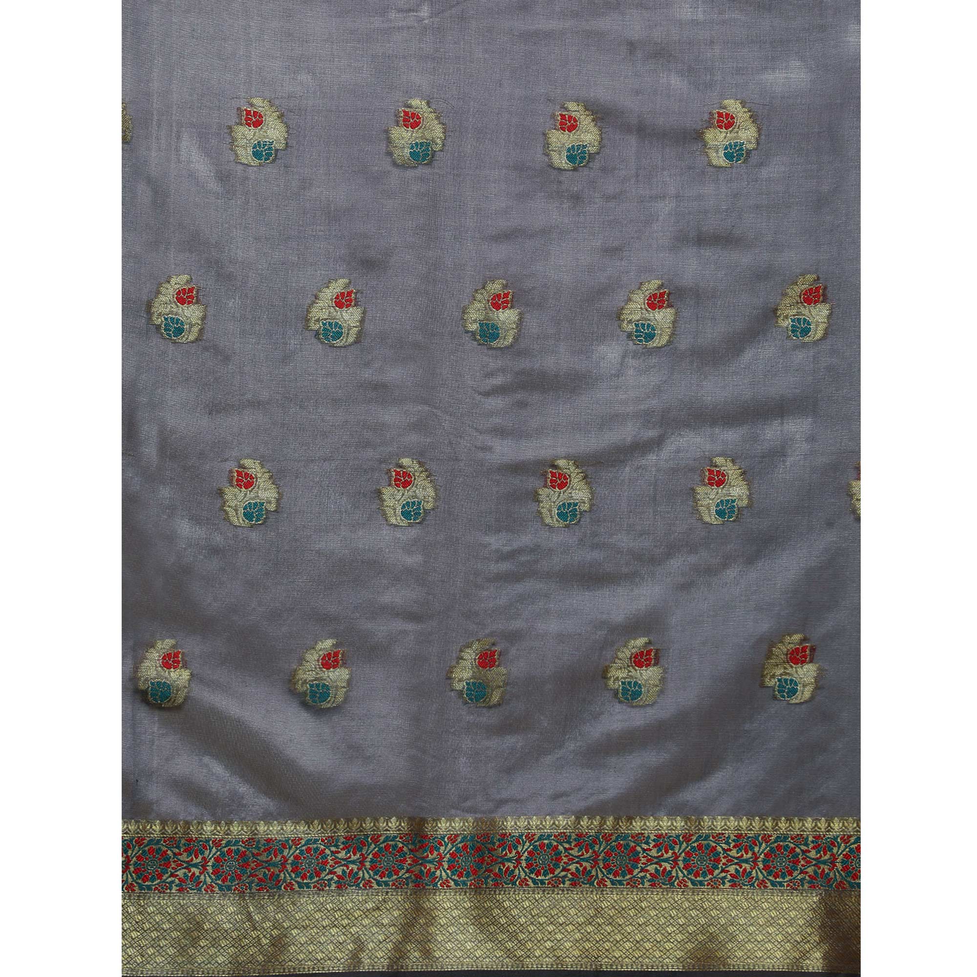 Grey Woven Organza Saree