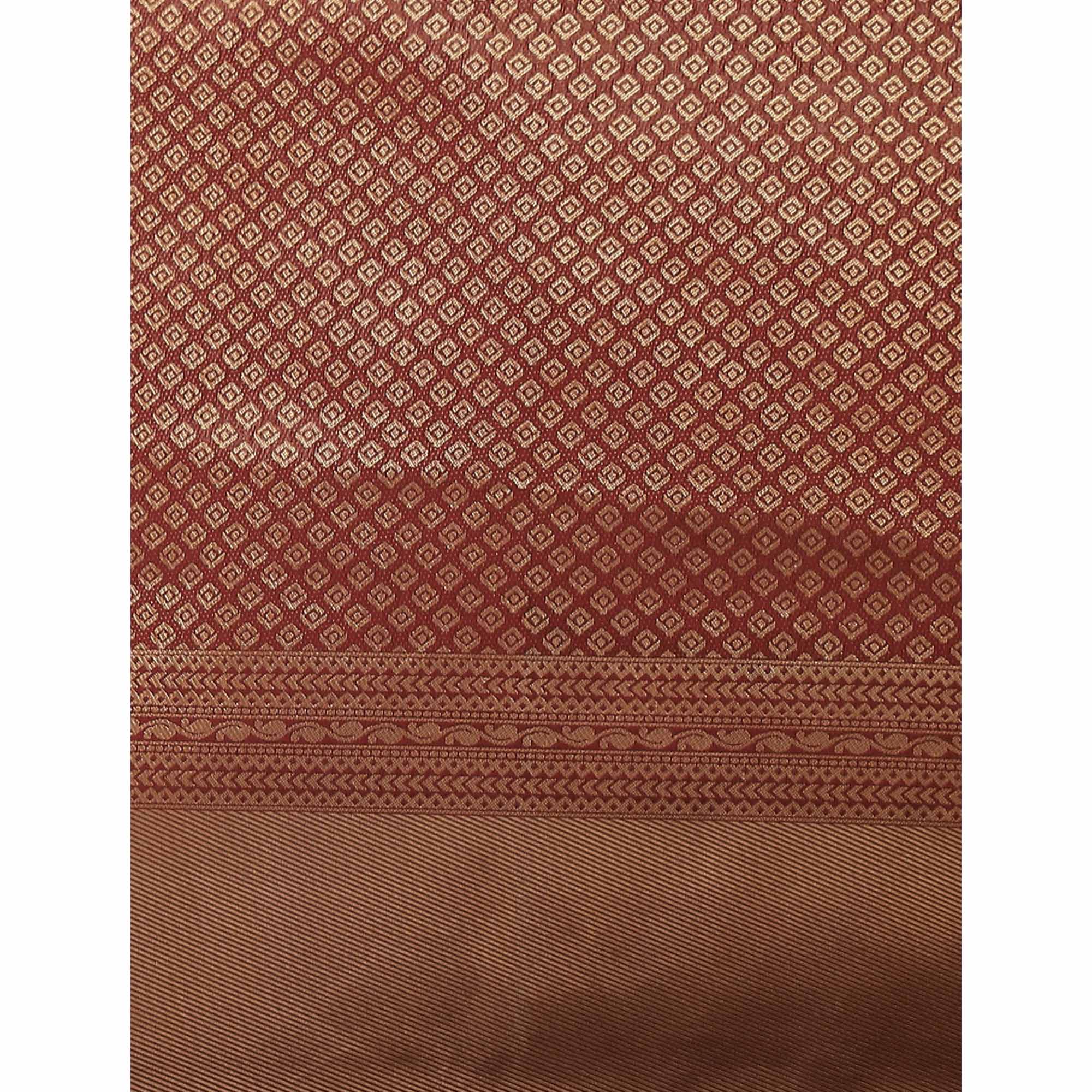 Maroon Woven Banarasi Silk Saree