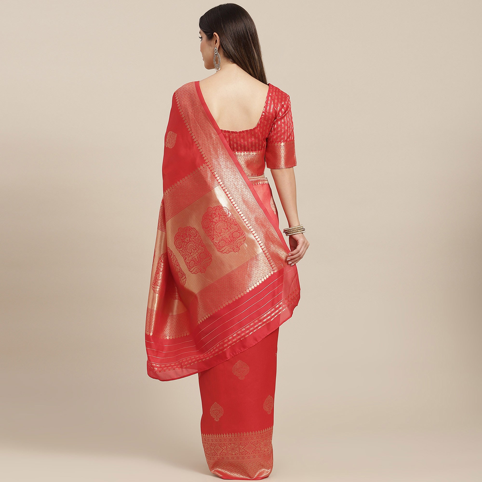 Red Woven Banarasi Silk Saree