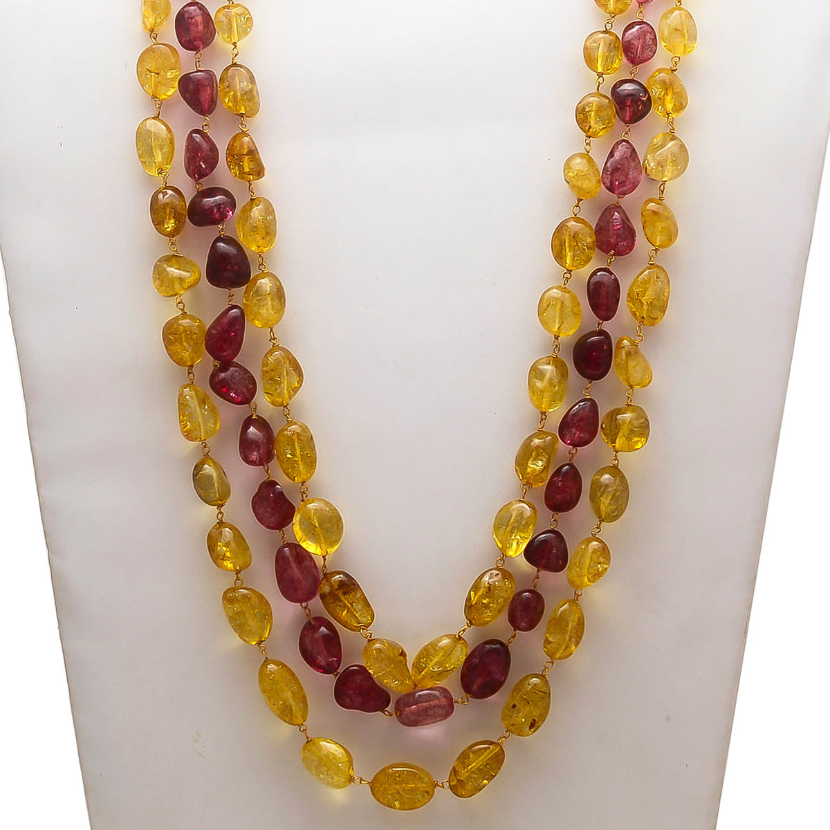 Yellow And Red Un-Shaped Stones Mala