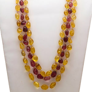 Yellow And Red Un-Shaped Stones Mala