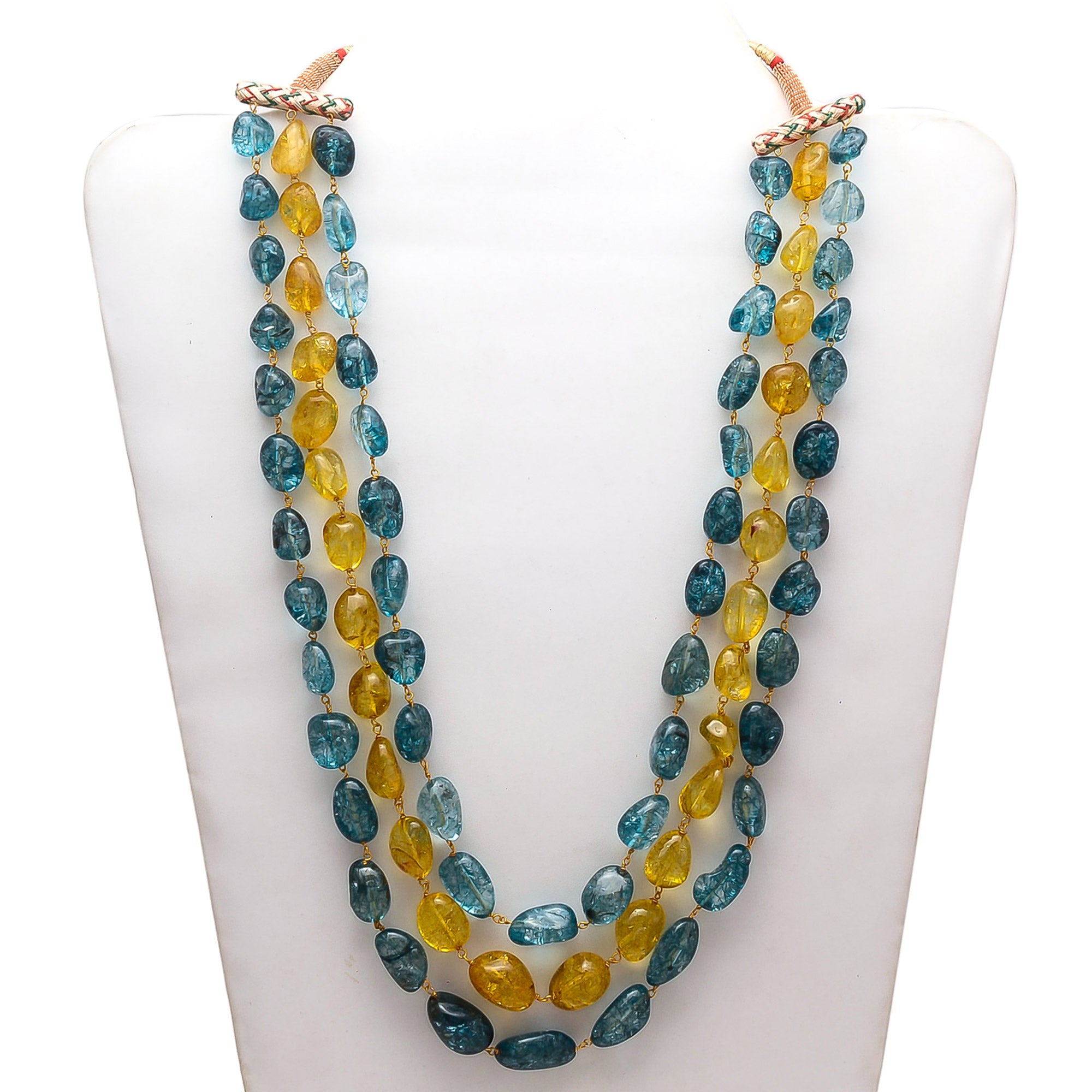 Blue And Yellow Un-Shaped Stones Mala