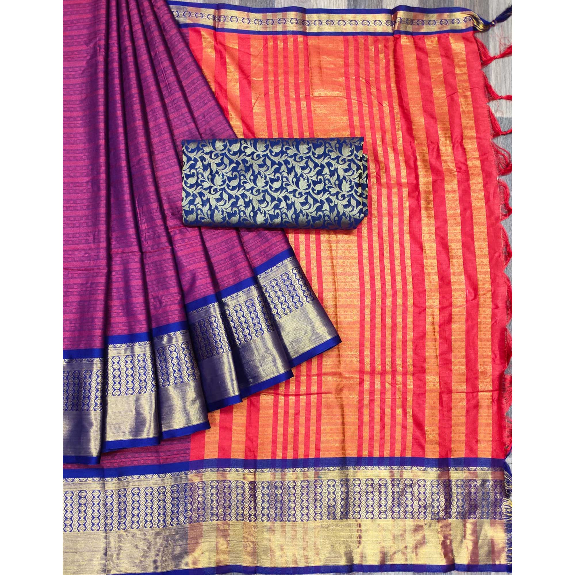 Red Woven Cotton Silk Saree