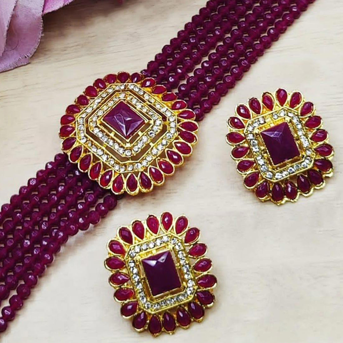 Purple Alloy Choker Set