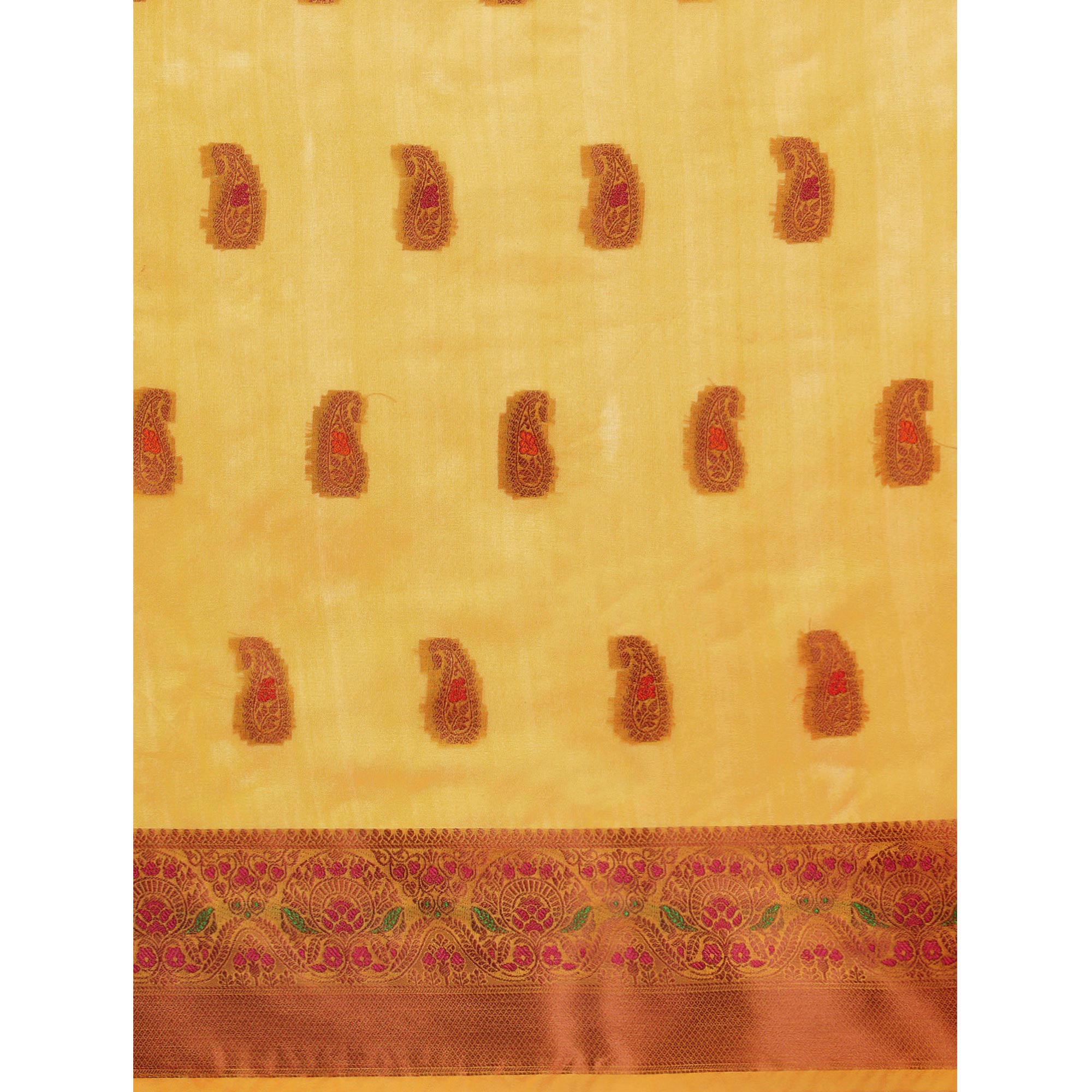 Yellow Woven Organza Saree