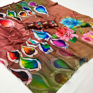 Multicolor Digital Printed Georgette Saree