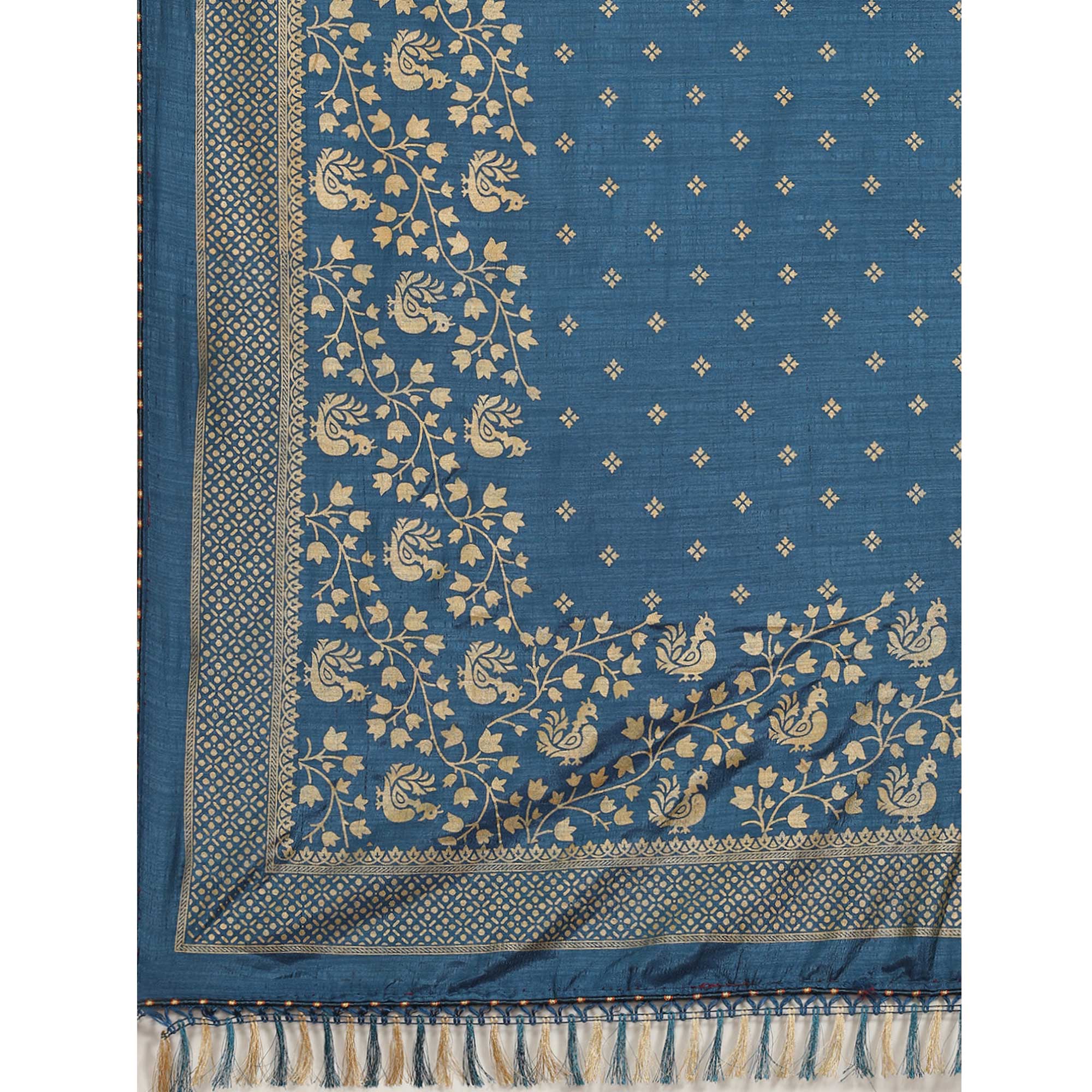 Blue Woven Vichitra Silk Saree