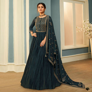 Grey Embroidered Georgette Gown