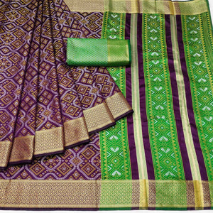 Wine Bandhani Woven Banarasi Silk Saree