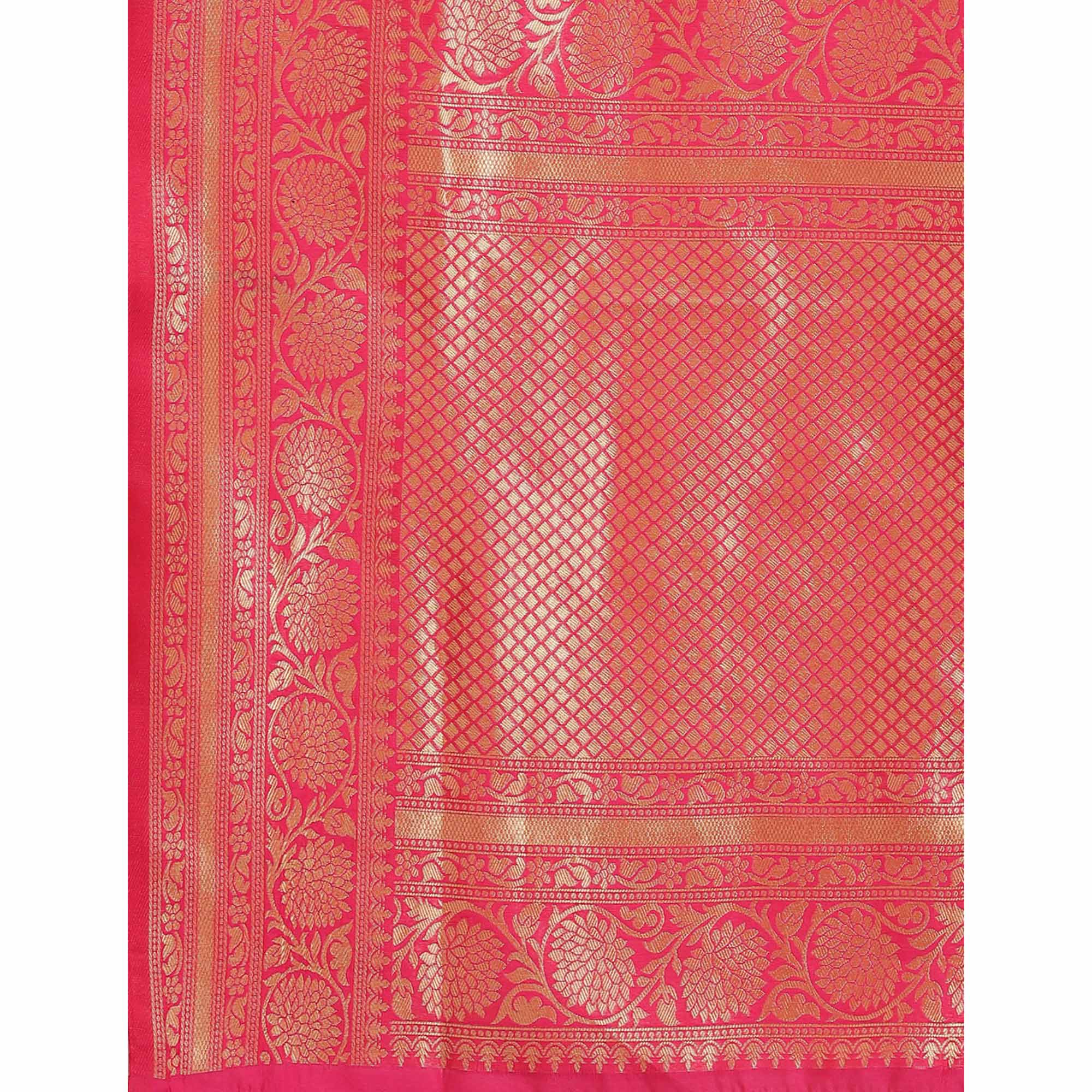 Pink Woven Banarasi Silk Saree