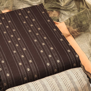 Brown Woven Cotton Blend Dress Material