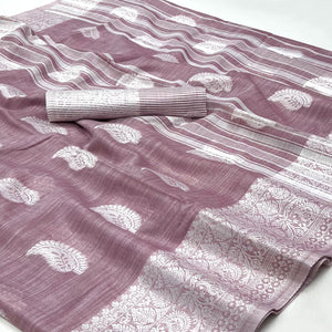 Purple Woven Linen Saree