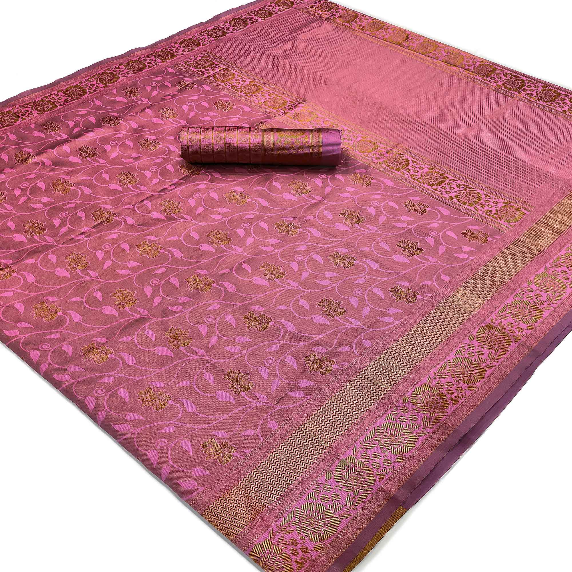 Mauve Woven Banarasi Silk Saree