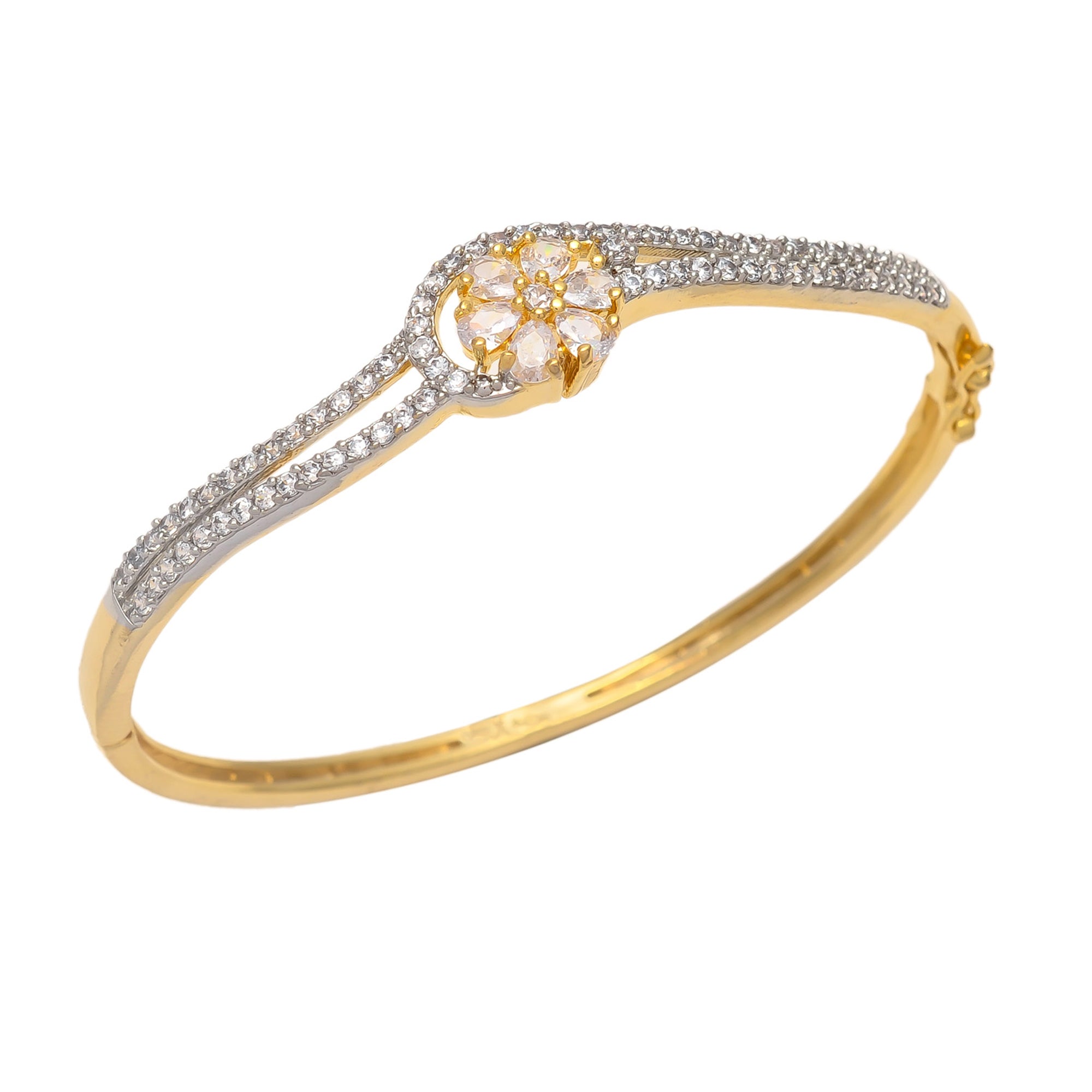 Gold Polish American Diamond Sleek Bracelet