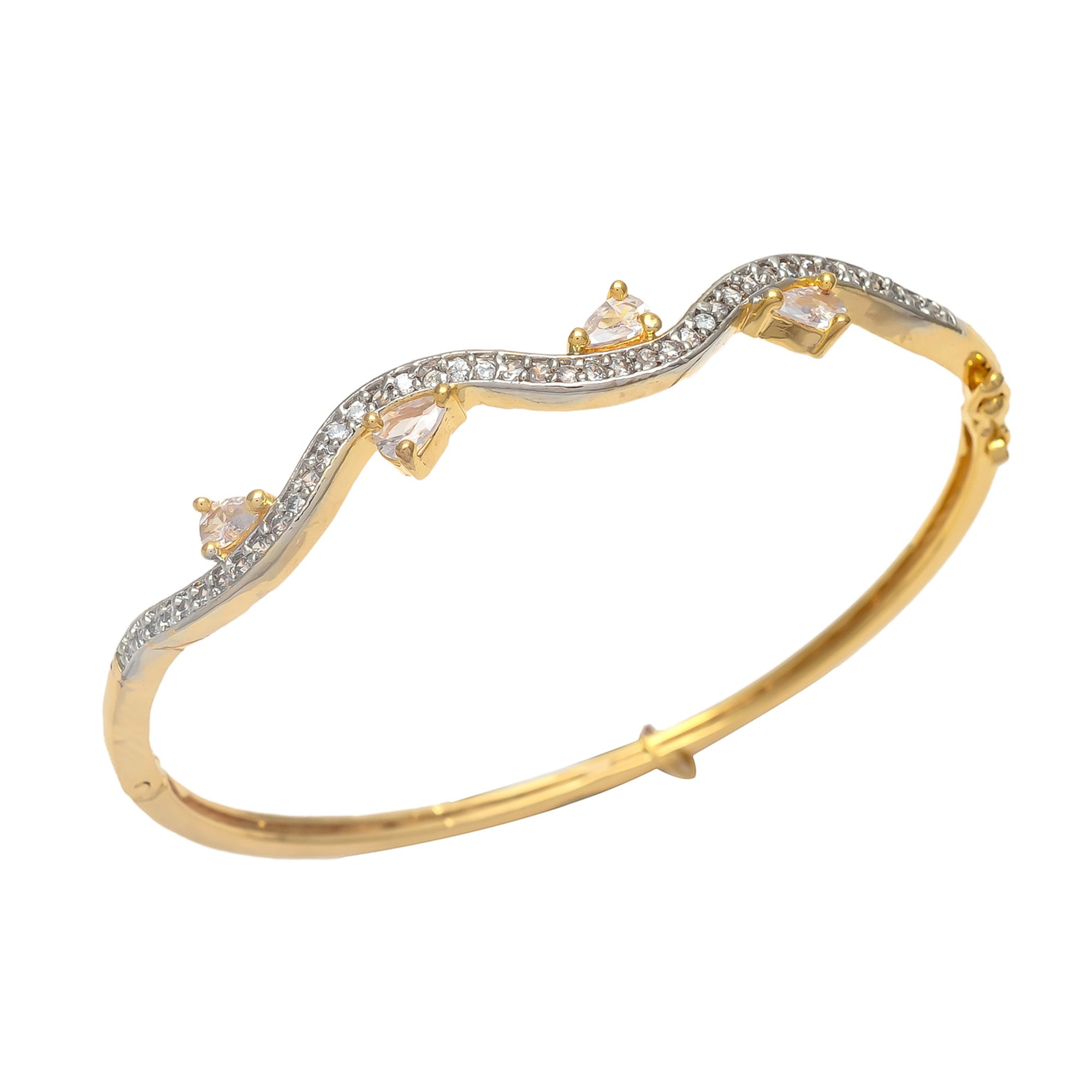 Gold Polish American Diamond Sleek Bracelet