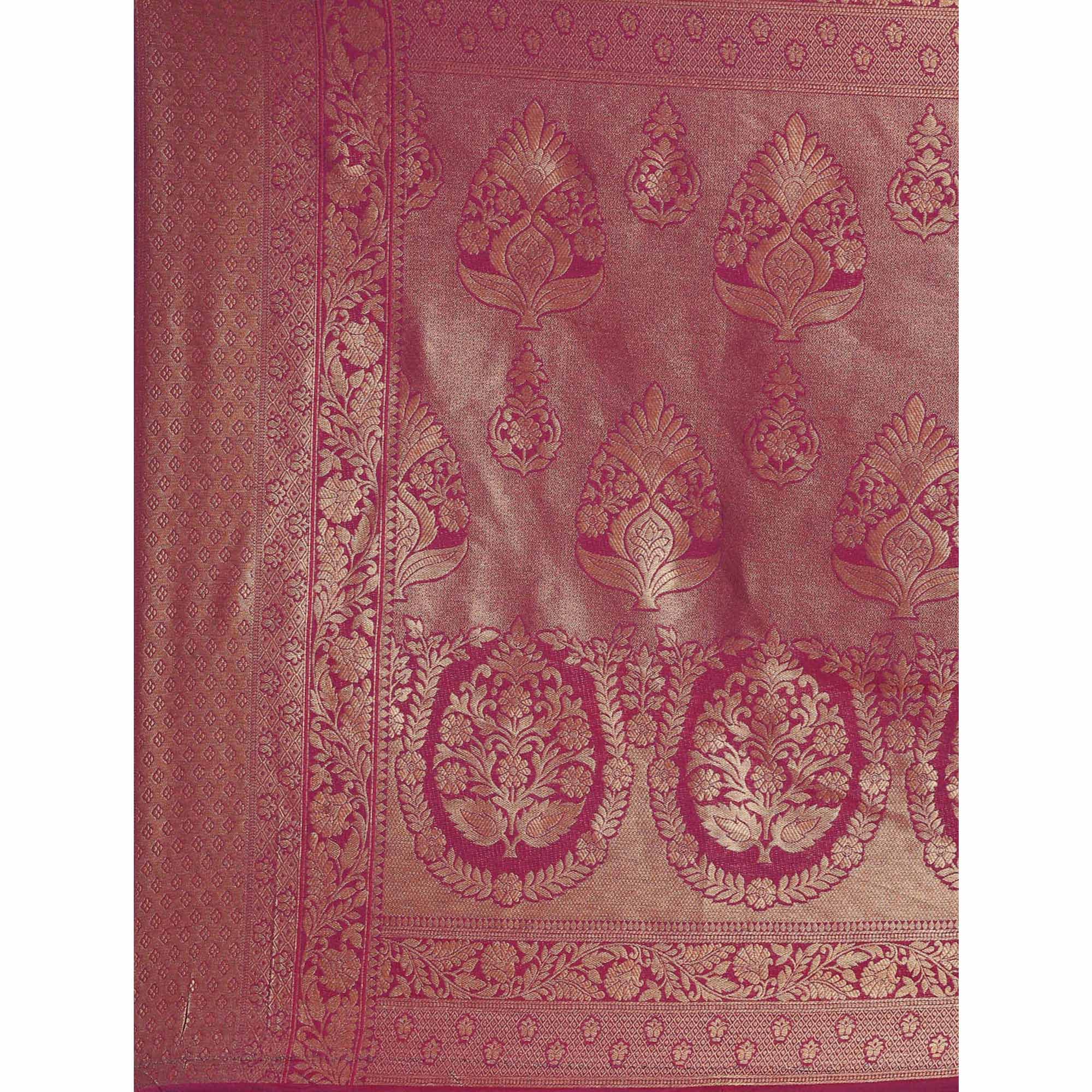 Wine Woven Kanjivaram Silk Saree