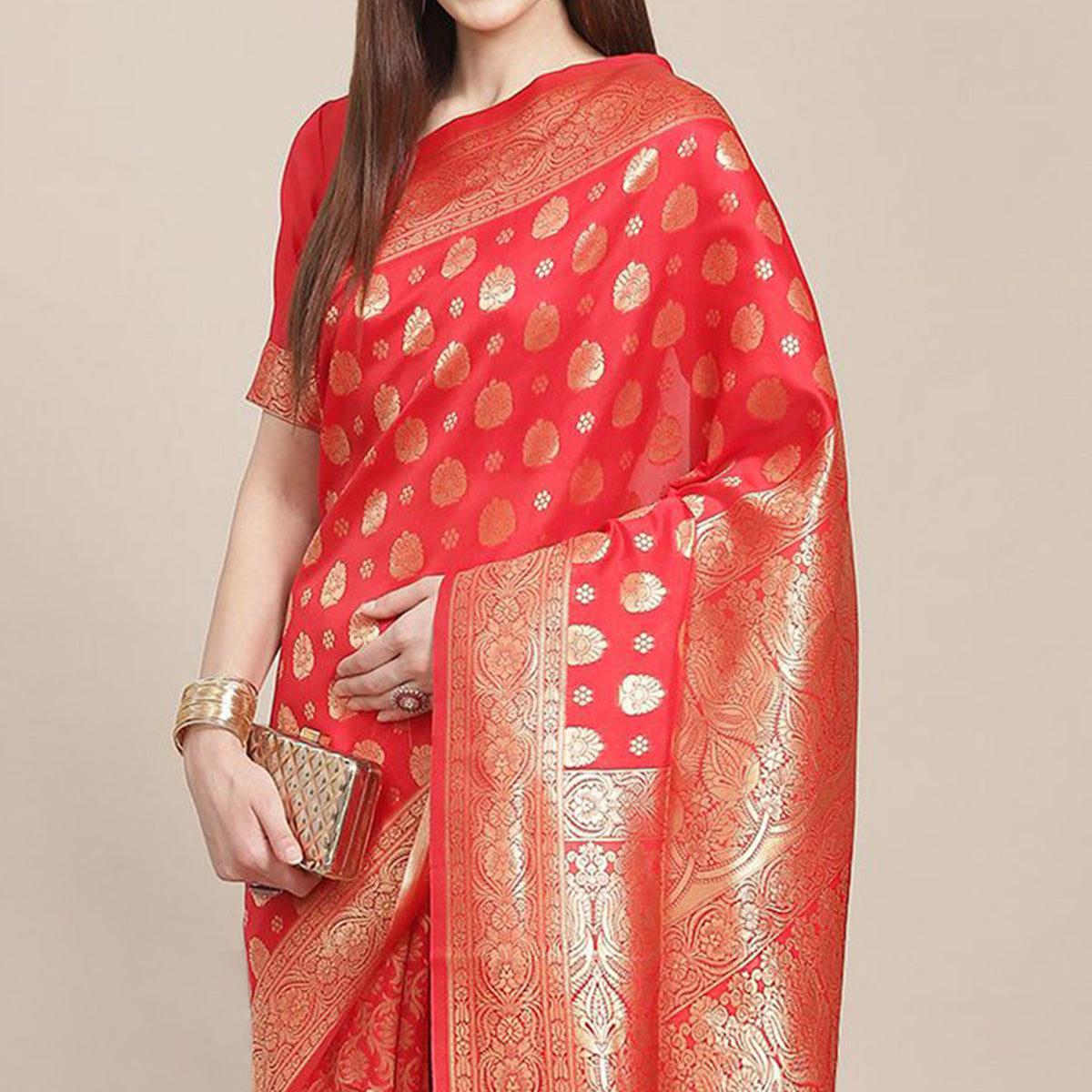 Red Woven Banarasi Silk Saree