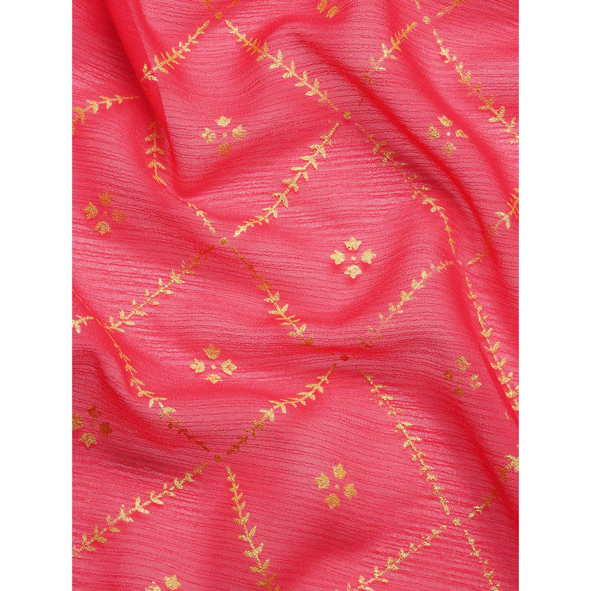 Pink Floral Foil Printed Zomato Saree