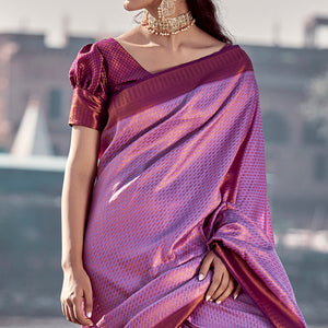Purple Woven Art Silk Saree