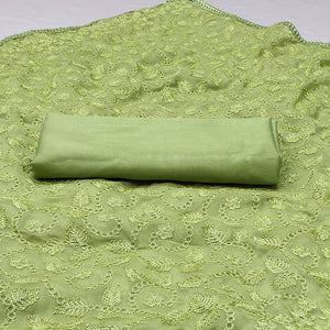 Green Floral Embroidered Organza Saree