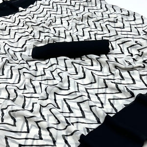 White And Black Printed Georgette Saree