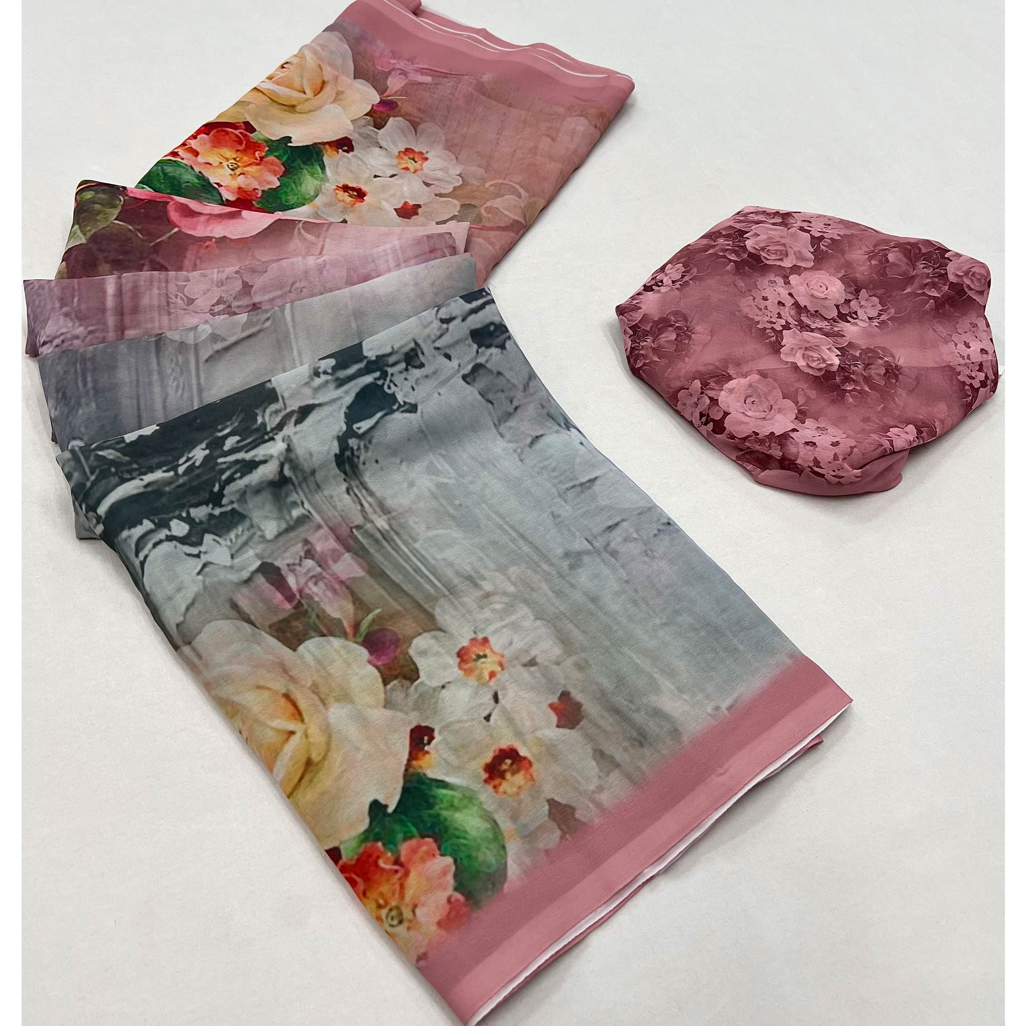 Multicolor Digital Printed Georgette Saree