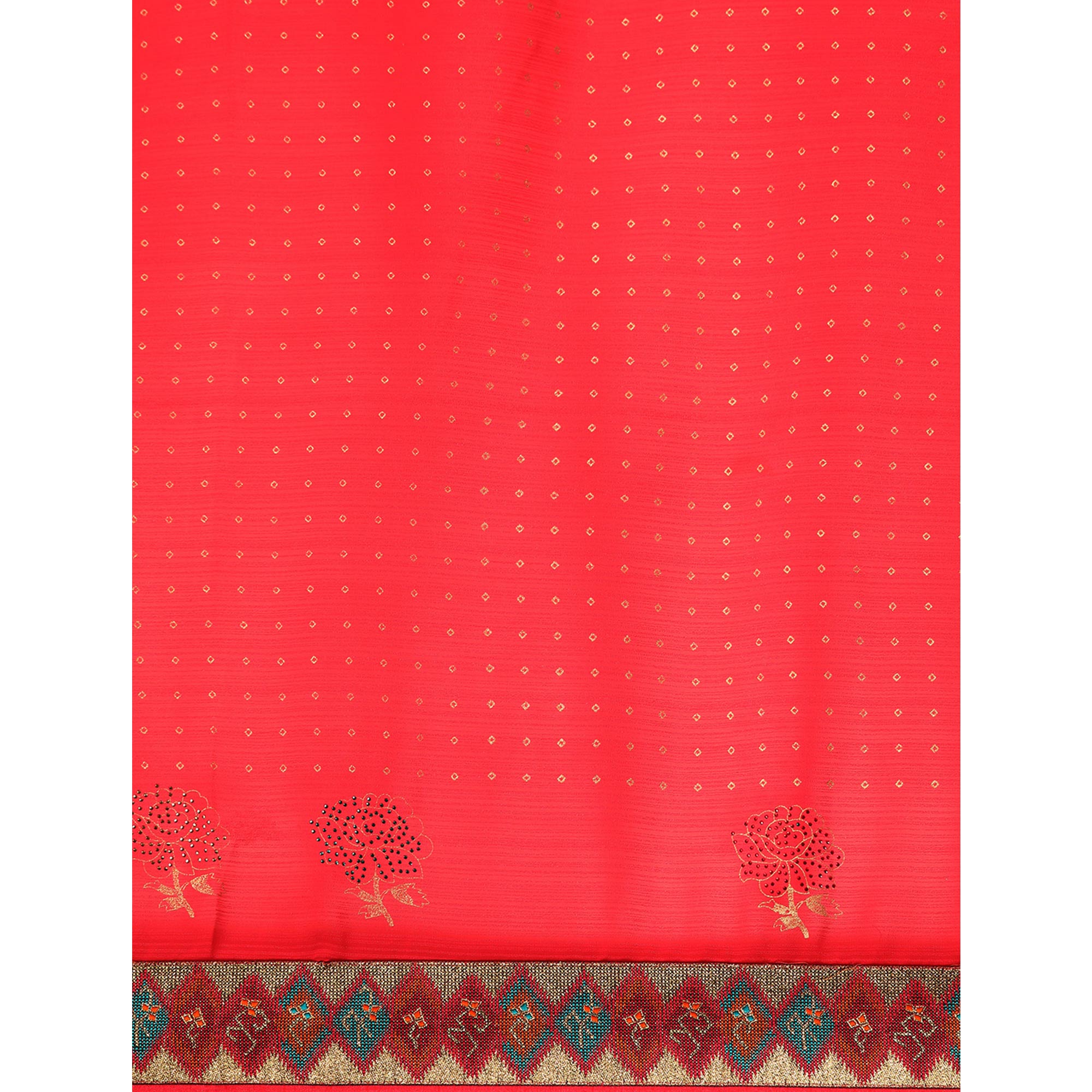 Pink Foil Printed With Swarovski Zomato Silk Saree