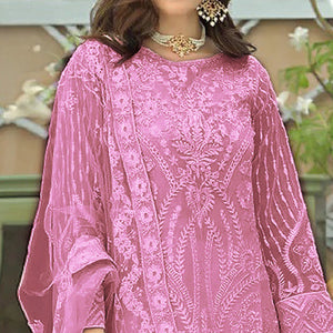 Pink Lucknowi Embroidered Georgette Pakistani Suit
