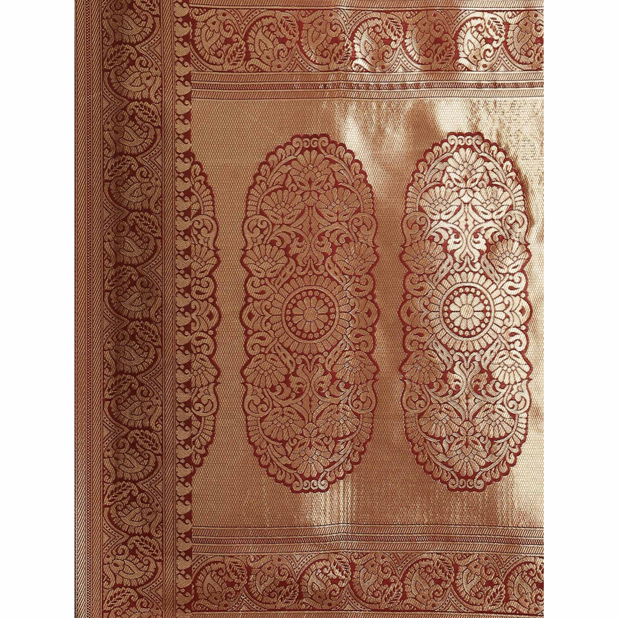 Maroon Woven Banarasi Silk Saree