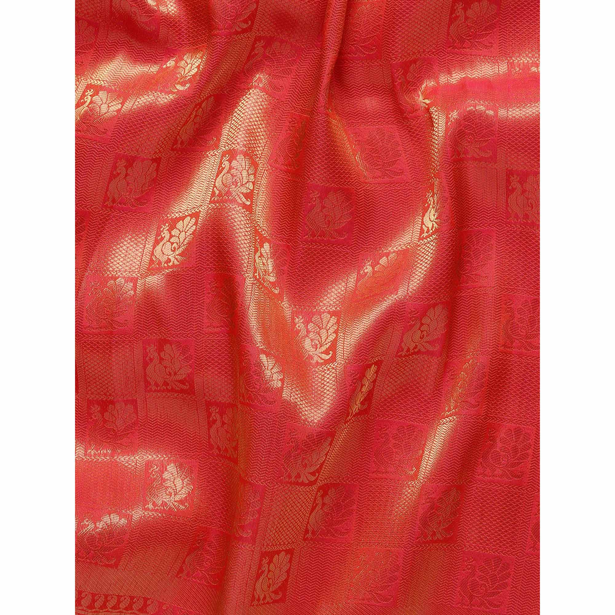 Orange Woven Kanjivaram Silk Saree
