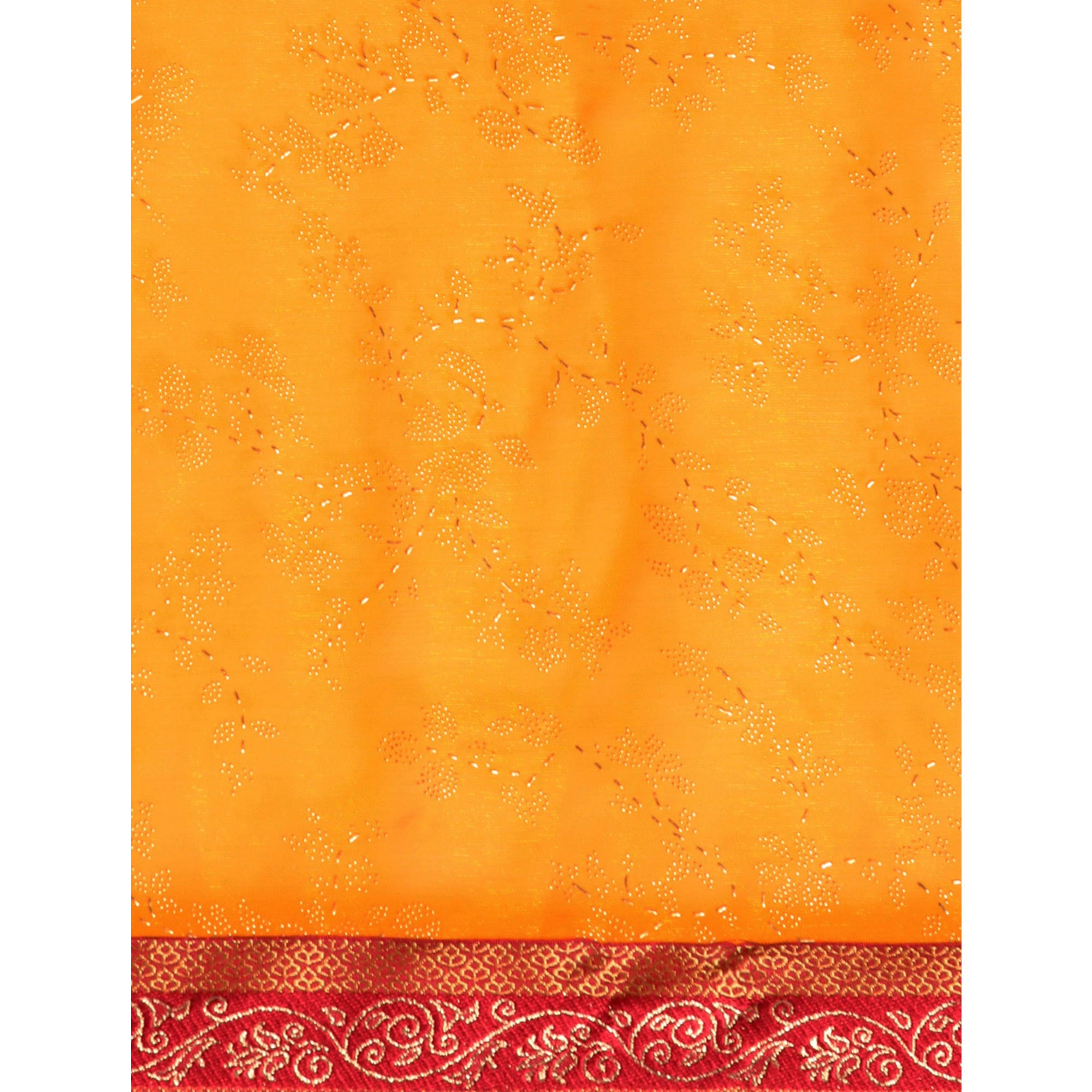 Yellow Floral Foil Printed Shimmer Saree