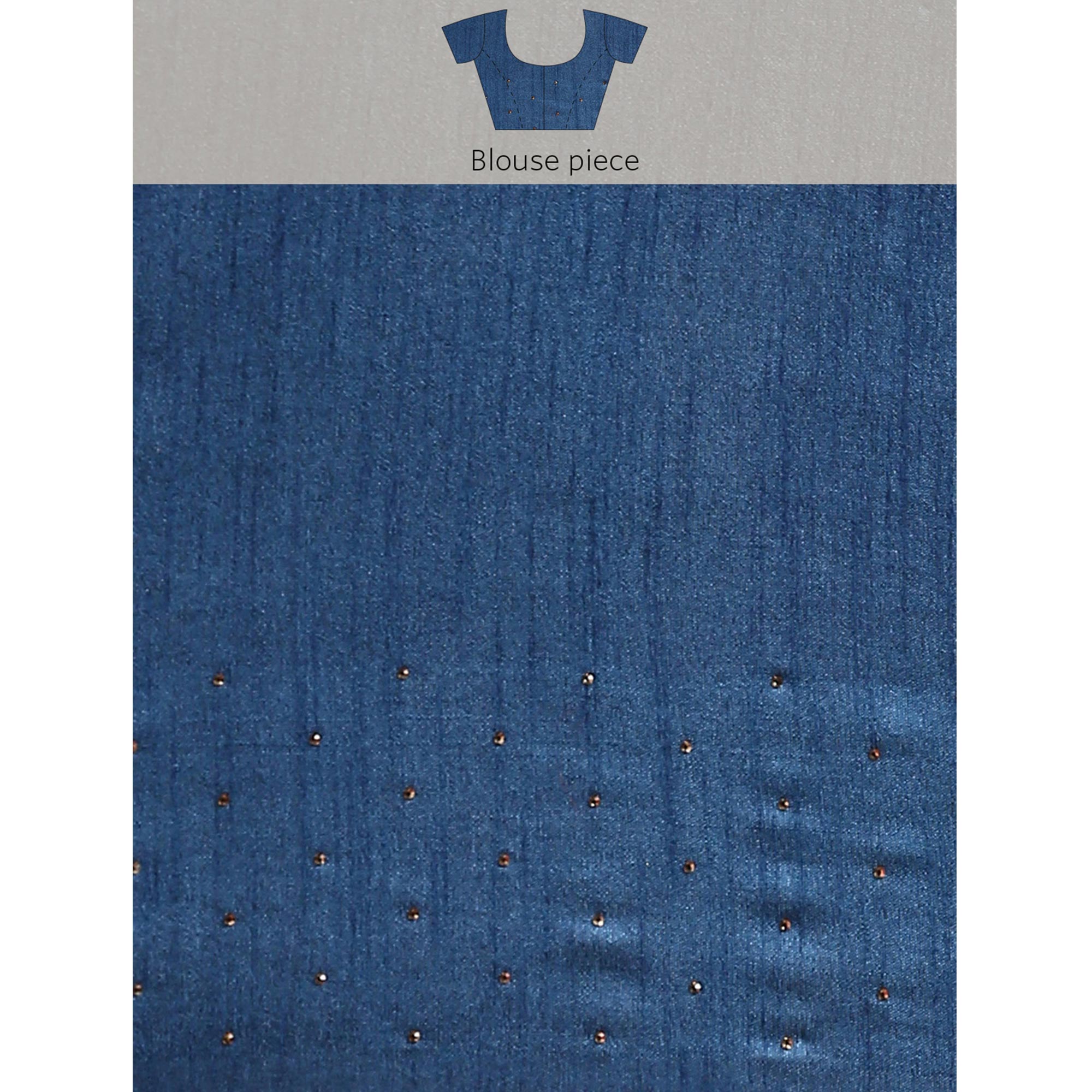 Blue Embroidered With Swarovski Work Viscose Saree