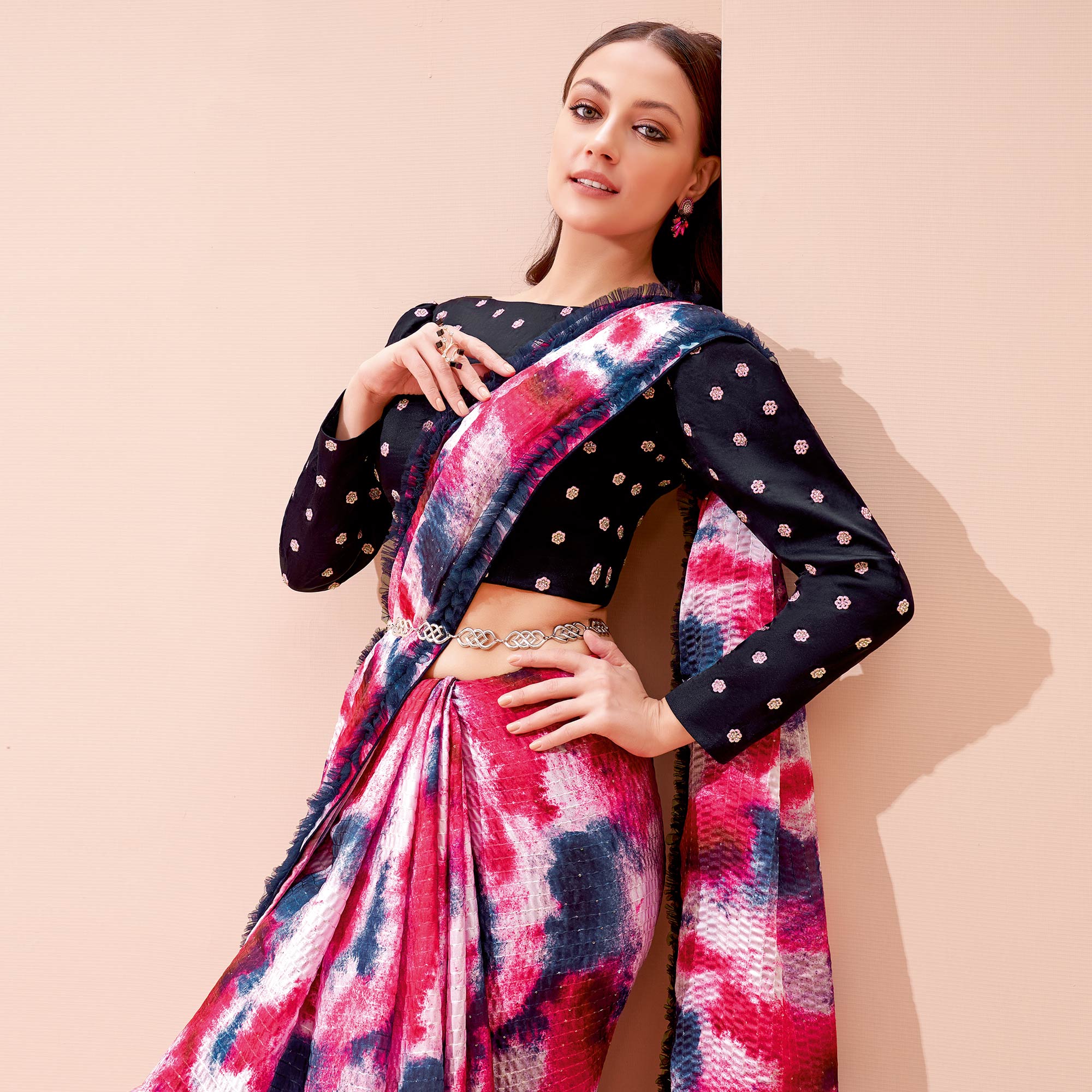 Multicolor Printed With Embroidered Georgette Saree